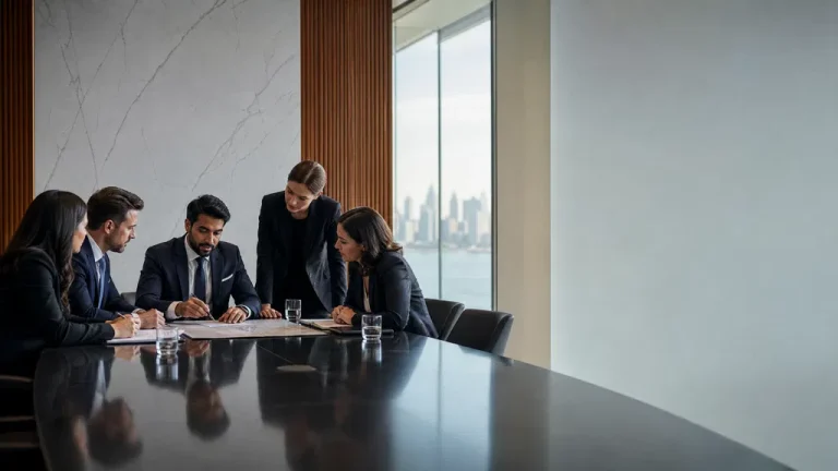 Professional office setting accompanying guidance on ADGM Non-Muslim Will Notarisation.